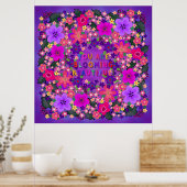 Poster Boho Bright Big Beautiful Flowers (Cuisine)