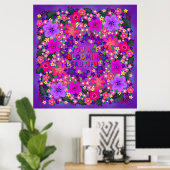 Poster Boho Bright Big Beautiful Flowers (Bureau à domicile)