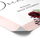 Poster Boho burgunch rose floral panneau de boissons (Coin)