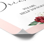 Poster Boho burgunch rose pâle signe boissons florales (Coin)