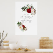 Poster Boho Burgundy - Marsala Floral Mariage Bienvenue (Cuisine)