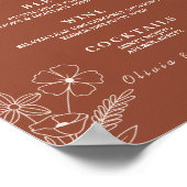 Poster Boho Burnt Orange Fleur sauvage Menu Mariage (Coin)