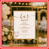 Poster Boho Burnt Orange Fleur sauvage Menu Mariage