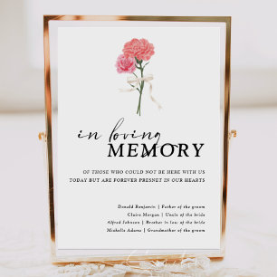 Poster Boho Carnation En Mariage de mémoire d'amour