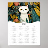 Poster Boho Cat Art 2026 Calendrier de l'année complète (Devant)
