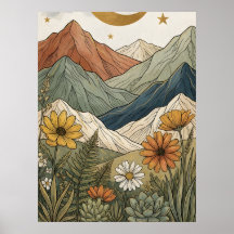 Boho Céleste Montagne Étoilée Plante Grasse