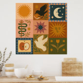 Poster Boho Celestial | Soleil et lune rétro (Cuisine)