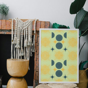 Poster Boho Celestial Sun Moon Mint