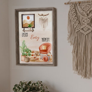 Poster Boho Chic Accueil Citation Profitez de chaque inst