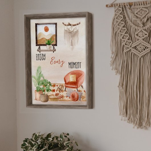 Poster Boho Chic Accueil Citation Profitez de chaque inst