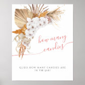 Poster Boho Chic Aquarelle Baby shower Combien de bonbons (Devant)