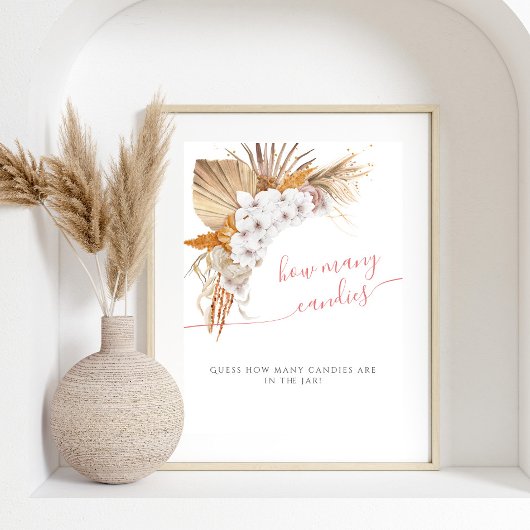 Poster Boho Chic Aquarelle Baby shower Combien de bonbons