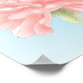 Poster boho chic bleu aquarelle fleurs rose fleurie (Coin)