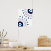 Poster Boho Chic Blue Evil Eye Lucky Mandala Motif (Cuisine)
