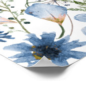 Poster Boho Chic Blue Fleurs sauvages Mariages Bienvenue (Coin)