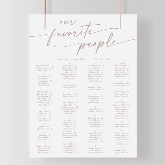 Poster Boho Chic blush rose Pink Imprimable Seing Chart