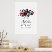 Poster Boho Chic Bourgogne et floral de marine Bienvenue (Cuisine)