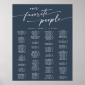 Poster Boho Chic Dark Navy Bleu Imprimable Carte de siège (Devant)