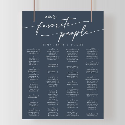 Poster Boho Chic Dark Navy Bleu Imprimable Carte de siège