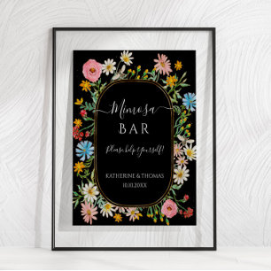 Poster Boho Chic Fleur sauvage Floral Wreath Mimosa Bar P