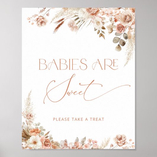 Poster Boho Chic Floral Babies are Sweet (Devant)