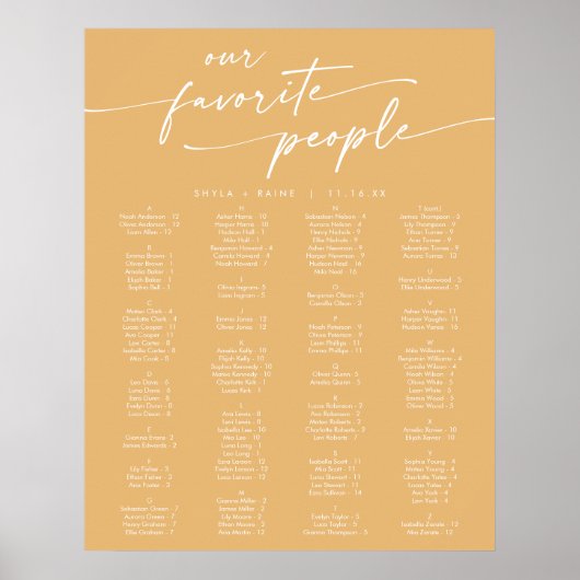 Poster Boho Chic Jaune Marigold Imprimable Carte de siège (Devant)