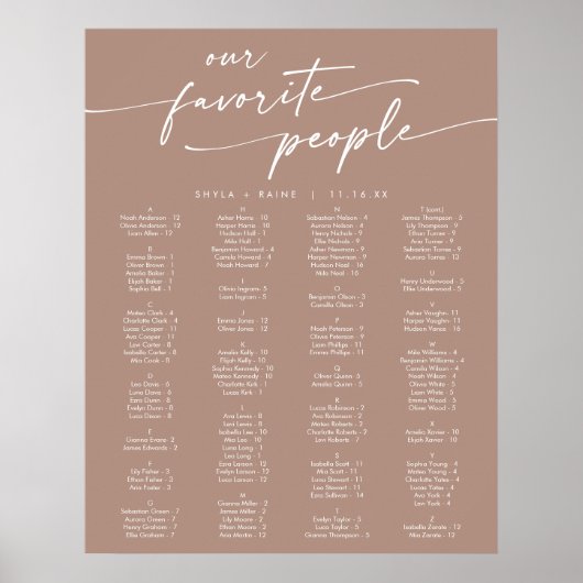 Poster Boho Chic Neutral Taupe Imprimable Carte de siège (Devant)