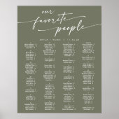 Poster Boho Chic Olive Vert Imprimable Carte de siège (Devant)