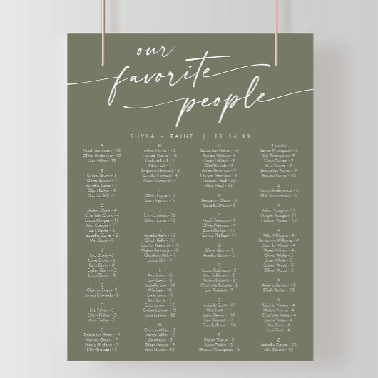 Poster Boho Chic Olive Vert Imprimable Carte de siège