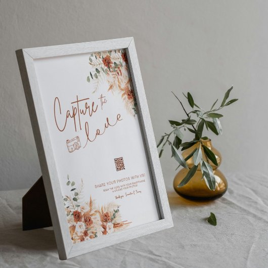 Poster Boho-Chic QR Code Script Capture Le Mariage d'amou