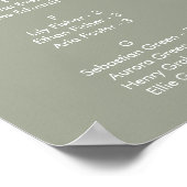 Poster Boho Chic Sage Vert Imprimable Carte de siège (Coin)