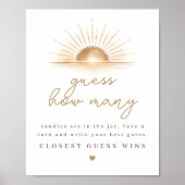 Poster Boho Chic Soleil Neutre Baby Shower Devinez Combie (Devant)