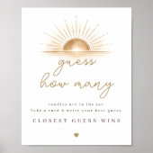 Poster Boho Chic Soleil Neutre Baby Shower Devinez Combie (Devant)