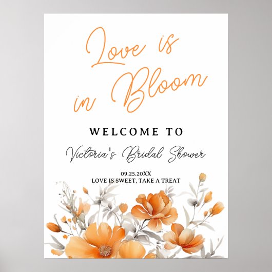 Poster Boho Chic Terracotta Fête des mariées Florale Bien (Devant)