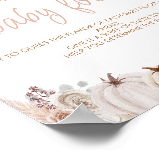 Poster Boho Citrouille Baby shower Devinez Le Panneau Ali (Coin)