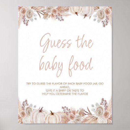 Poster Boho Citrouille Baby shower Devinez Le Panneau Ali (Devant)