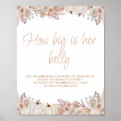 Poster Boho Citrouille Baby shower Quelle taille a son ve (Devant)