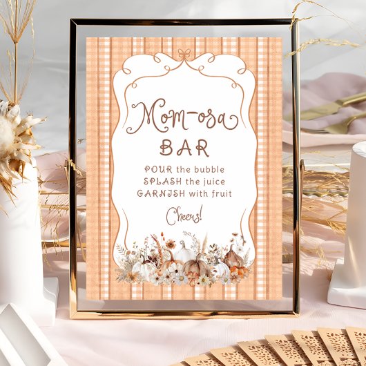 Poster Boho Citrouille Floral Baby shower Mom-osa Bar