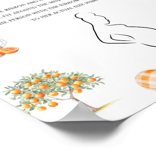 Poster Boho Citrus Orange Quelle taille baby shower maman (Coin)