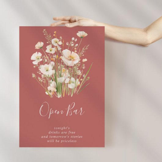 Poster Boho classique Blush Fleur sauvage Mariage Open Ba