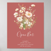 Poster Boho classique Blush Fleur sauvage Mariage Open Ba (Devant)