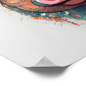 Poster Boho coloré Bohemian Pig Whimsical Wall Art (Coin)