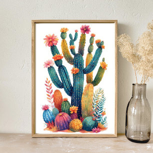 Poster Boho Coloré Desert Cactus Art