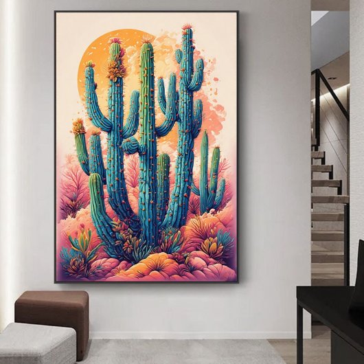 Poster Boho Coloré Desert Cactus Art
