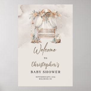 Poster Boho crèche crèche pampas Baby shower de terre Bie
