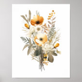 Poster Boho Crème Beige Jaune Fleurs Florales Botanique (Devant)