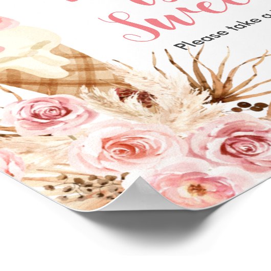 Poster Boho Crème glacée Pampas Grass Love is Sweet Sign (Coin)