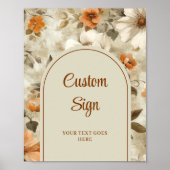 Poster Boho Cuivre Ivoire Sage Floral Personnalisé Élégan (Devant)