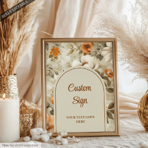 Poster Boho Cuivre Ivoire Sage Floral Personnalisé Élégan