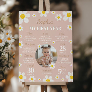 Poster Boho Daisy Bloom Première année Photo Jalon